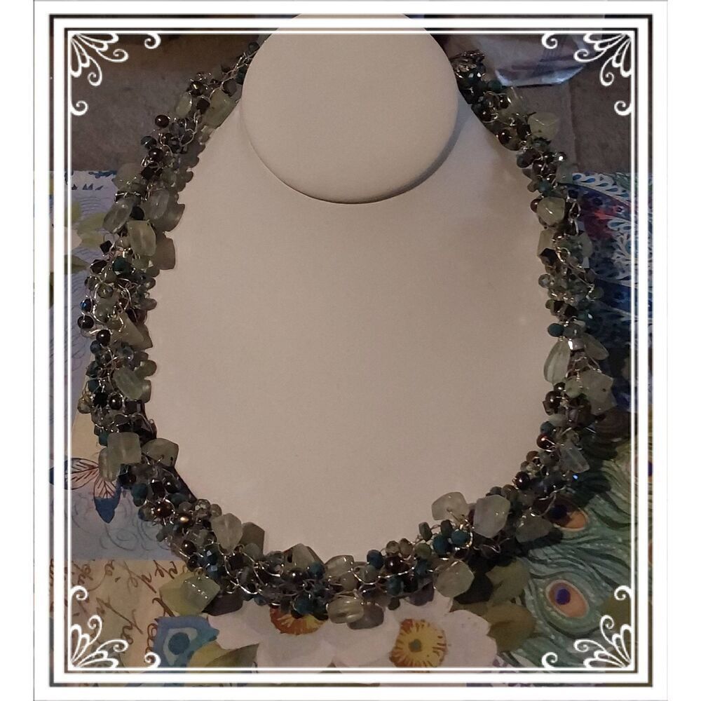 Gorgeous Handcrafted Green Adventurine Gems~Crystals~Beads Statement Necklace